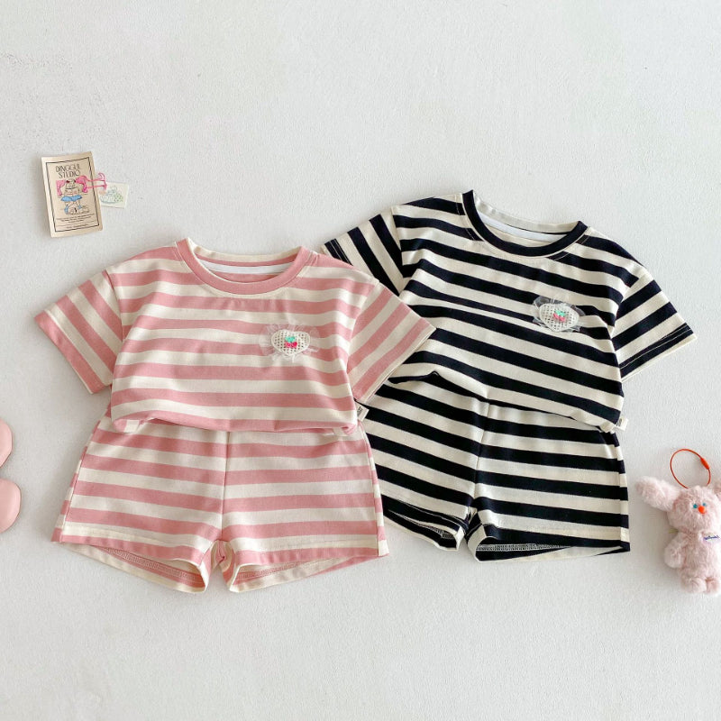 【BABY&KID】夏新作 ハートストライプセットアップSK070218