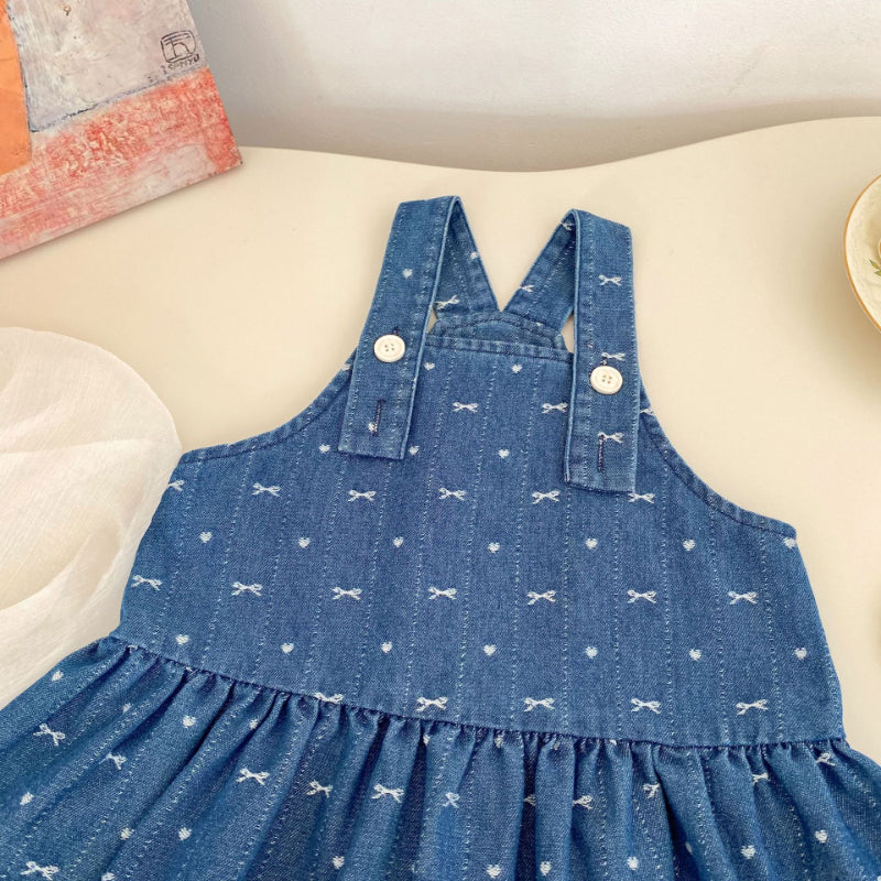 【BABY&KID】リボンジャンパースカート、さくらんぼ刺繍襟TシャツSK100843