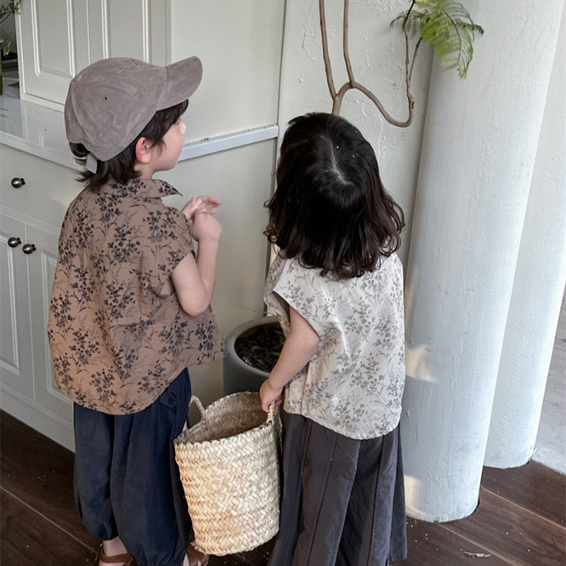 【BABY&KID】夏新作 レトロフラワー半袖シャツSK080508