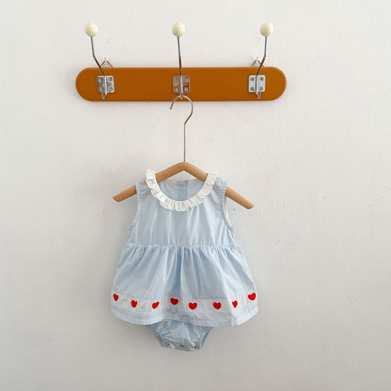 【BABY】夏新作 ハート刺繍ロンパースワンピースSK090702