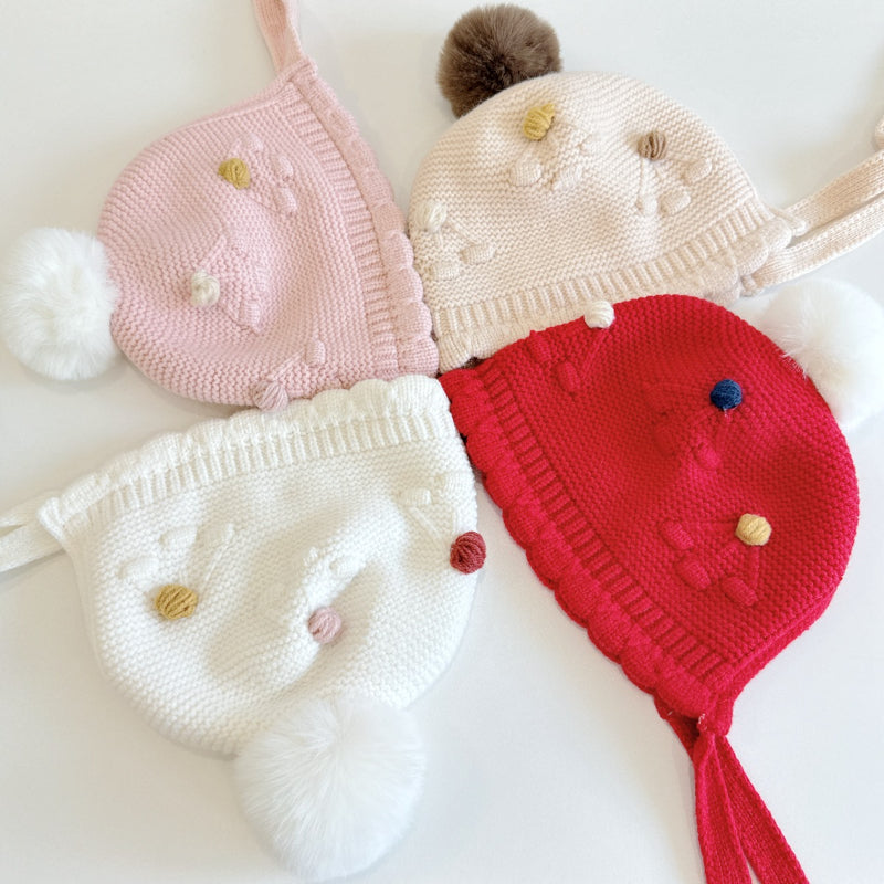 【HAT】波型ポンポンニット帽子SK101607