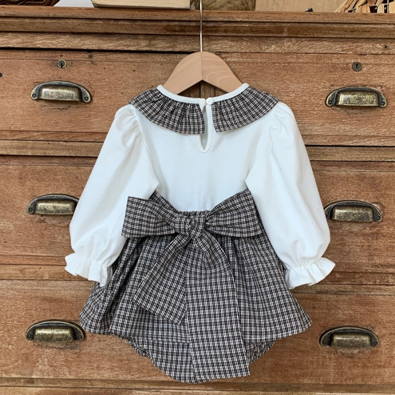 【BABY-予約限定】チェック切替えラウンドカラー ロンパースSK101207