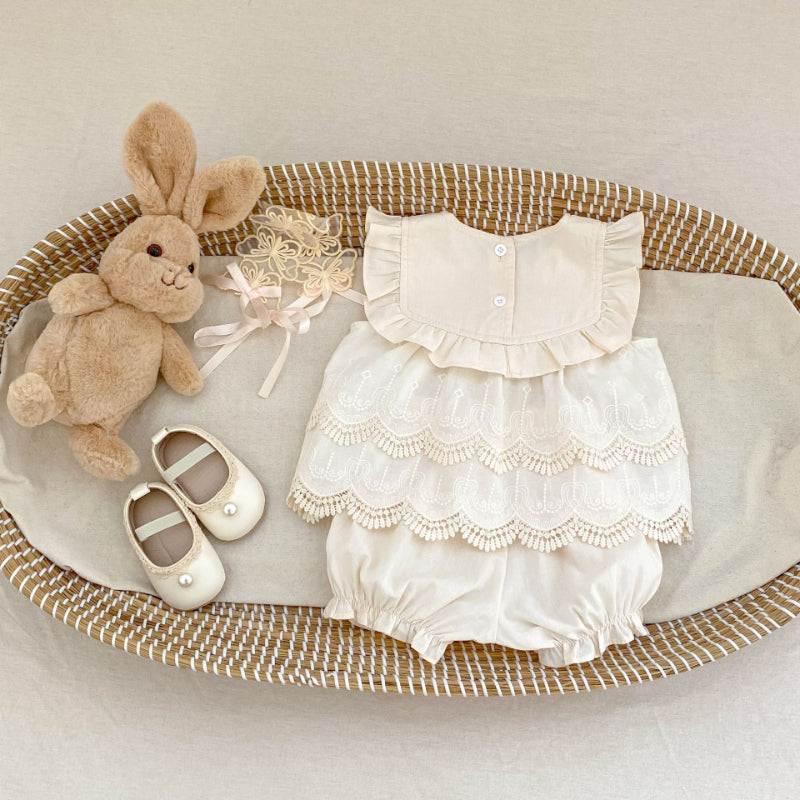 【BABY&KID】夏新作 おしゃれ刺繍ノースリーブセットアップSK071926