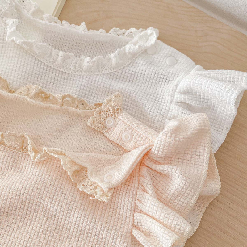 【BABY】夏新作 レースワッフルロンパース&帽子SK071801