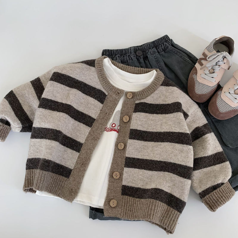 【BABY&KID】ストライプ柄ニットカーディガンSK100506