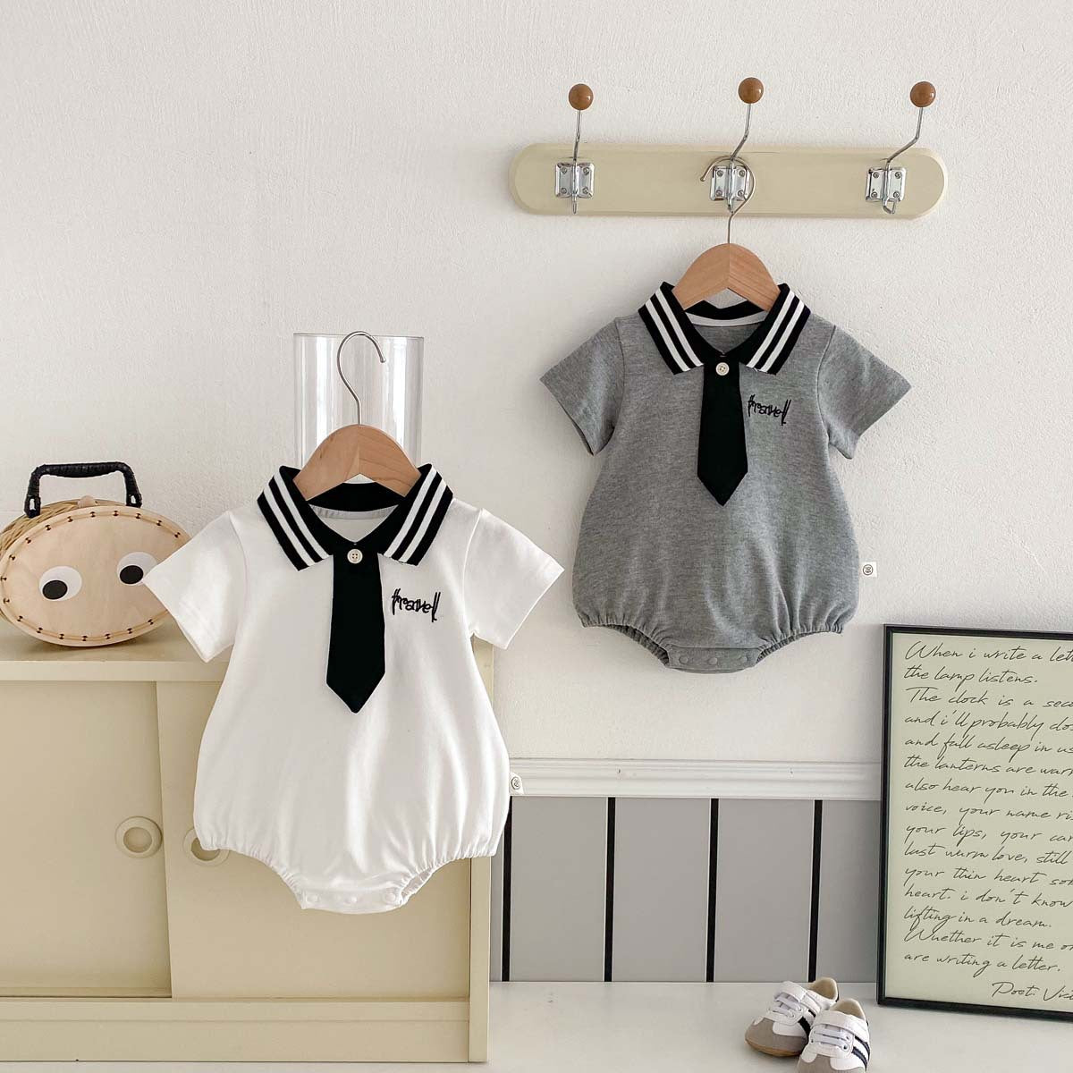 【BABY】夏新作 POLO刺繍ネクタイロンパースSK062718