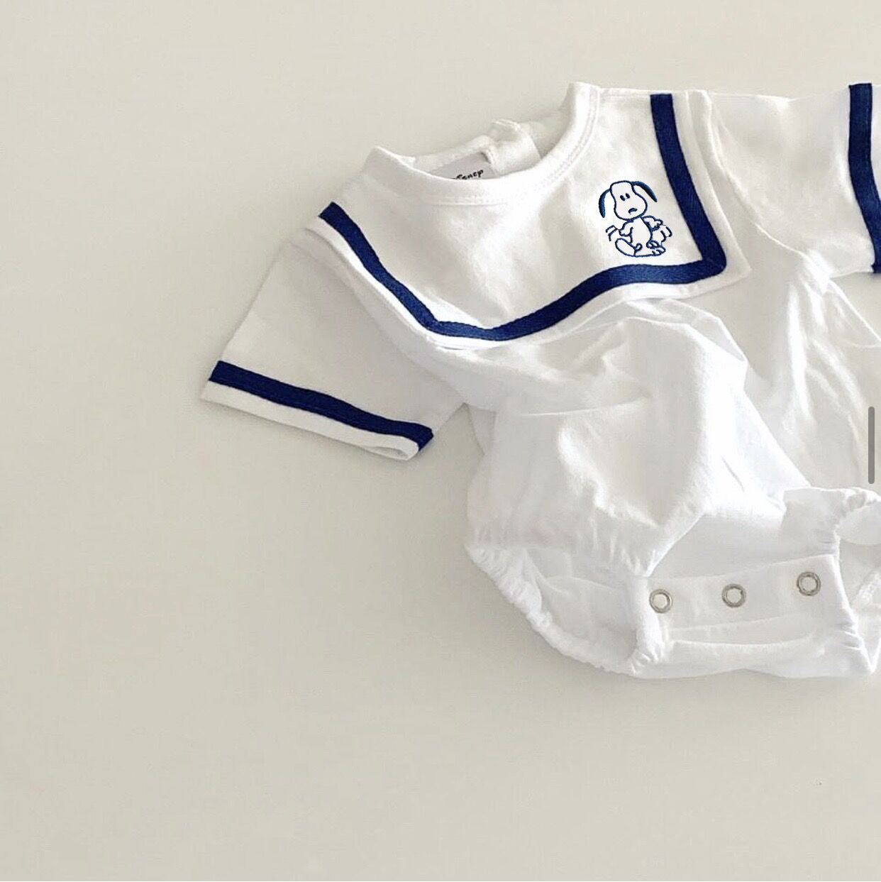 【BABY】夏新作 可愛い刺繍海軍襟ロンパースSK071803