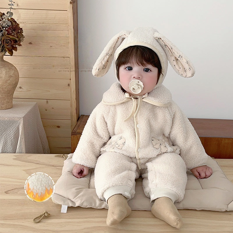 【BABY】冬新作蝶結び柄カバーオール&フードSK103215