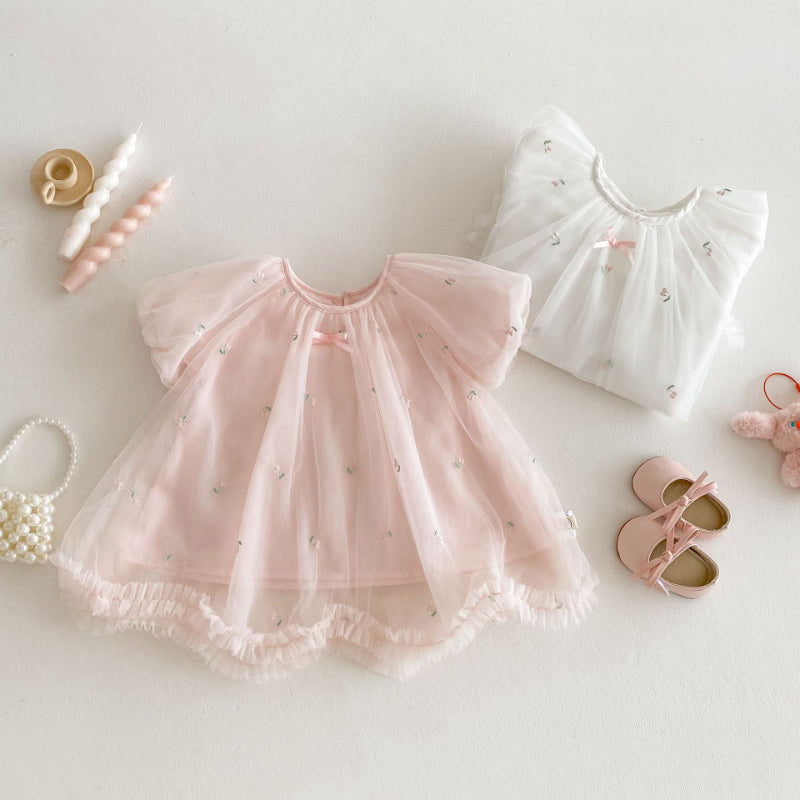 【BABY&KID】夏新作 メッシュ刺繍ワンピースSK070512