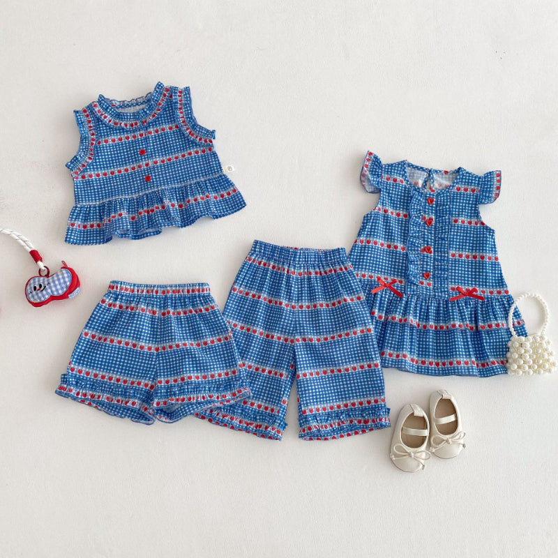 【BABY&KID】夏新作 おしゃれな桜柄シャツ、ワンピース、ショートパンツ、ズボンSK070513