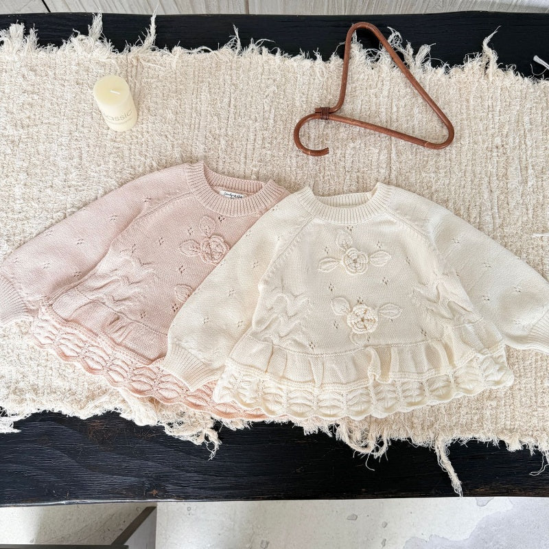 【BABY&KID-予約限定】手編みフラワーニットセーターSK102234