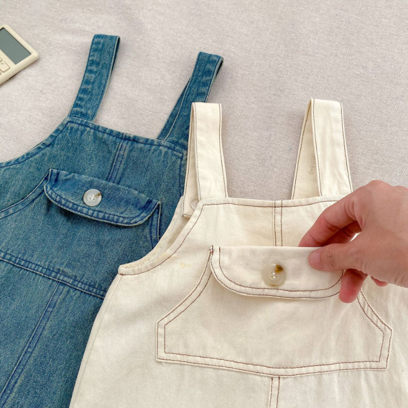 【BABY】無地デニムサロペット、ボーダーTシャツSK100632