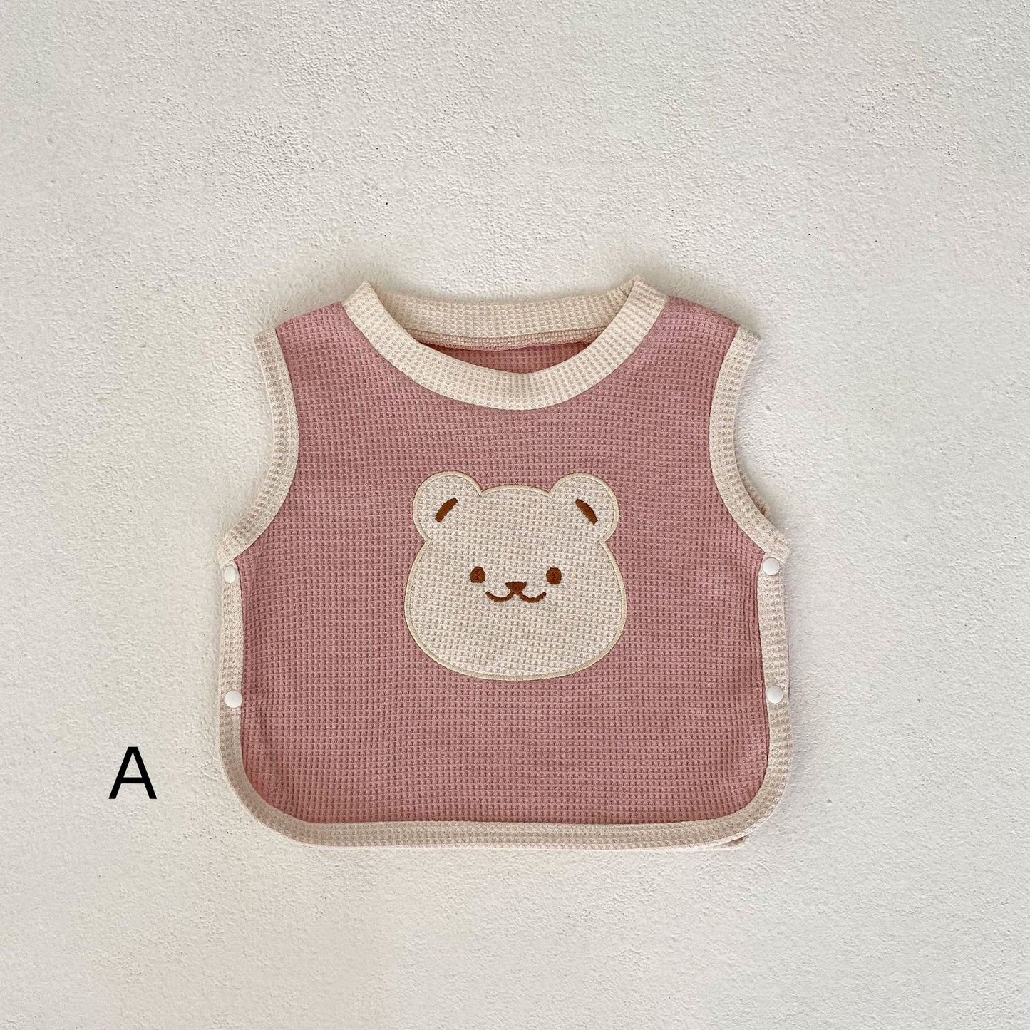 【BABY&KID】クマ柄ベスト、カジュアル無地トップス、クマ柄レギンスSK022218