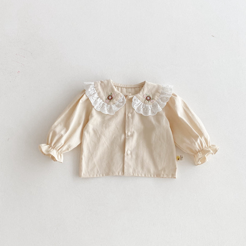 【BABY】花刺繍サロペット&レース襟ブラウスSK092516