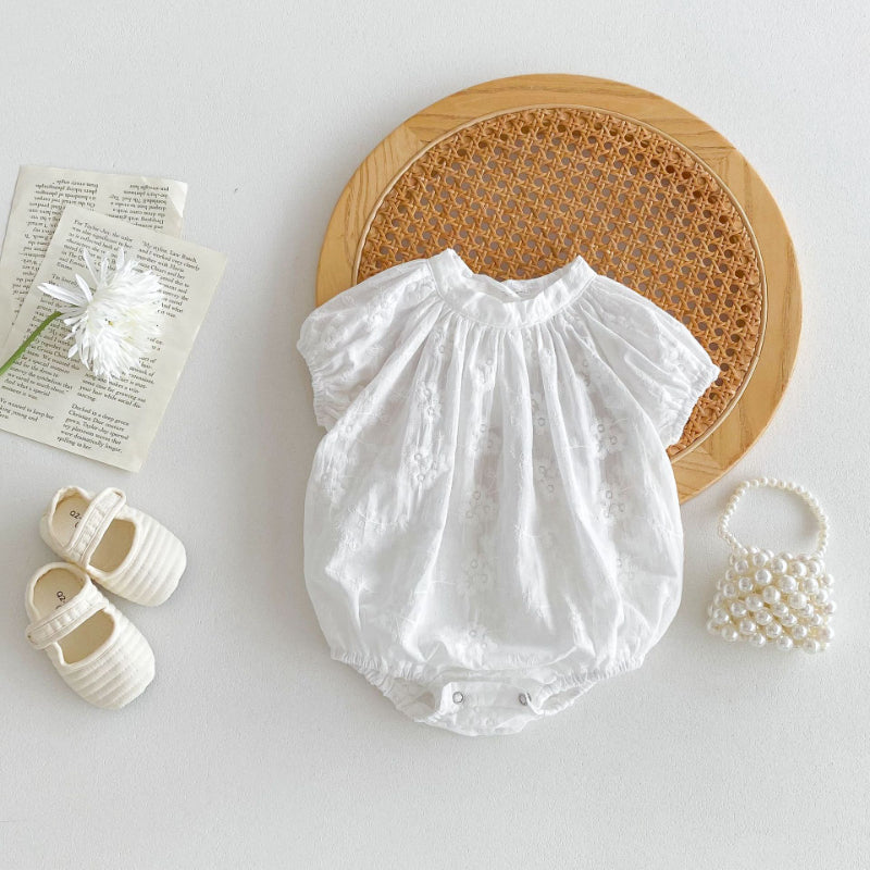 【BABY】夏新作 フラワー刺繍ロンパースSK092616