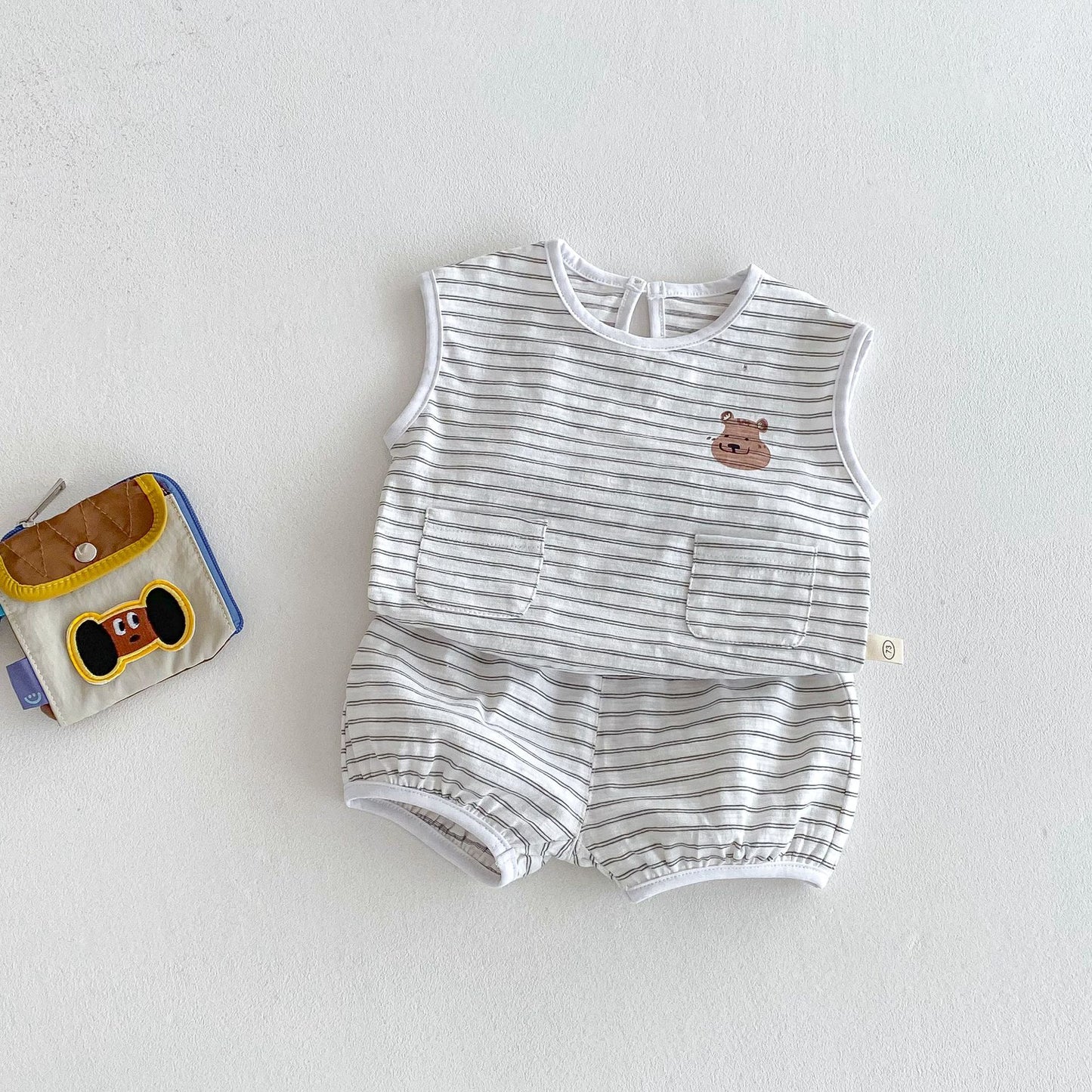 【BABY&KID】夏新作 クマボーダーノースリーブセットアップSKO71214