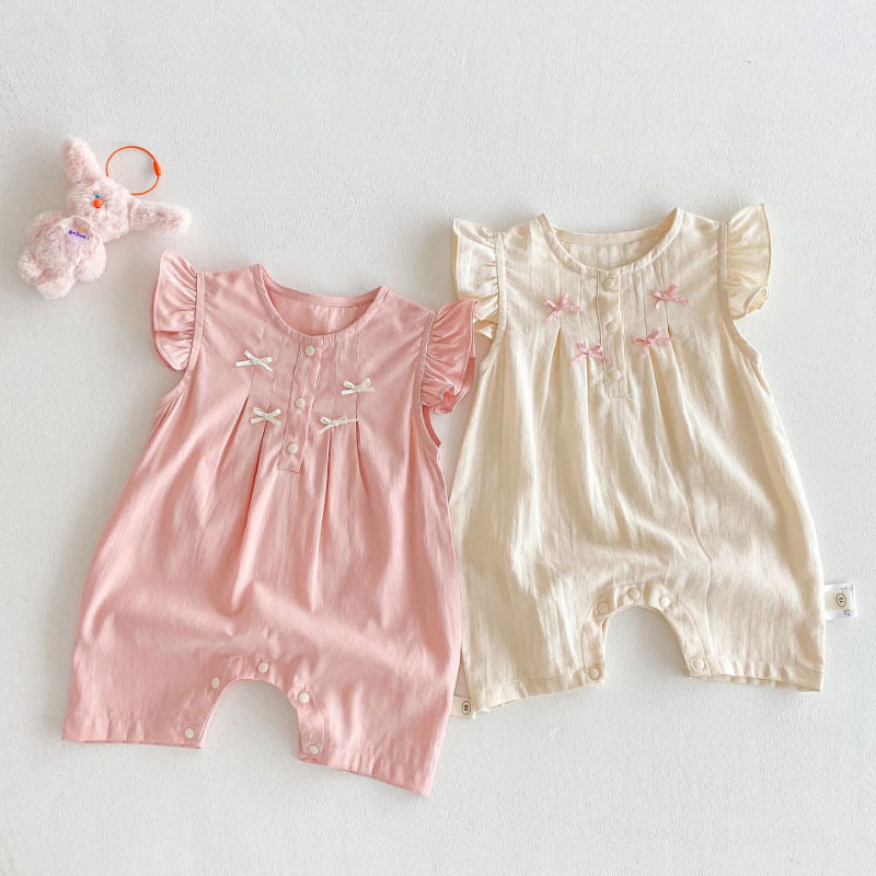 【BABY】夏新作 蝶結びフライングスリーブジャンプスーツSK070124