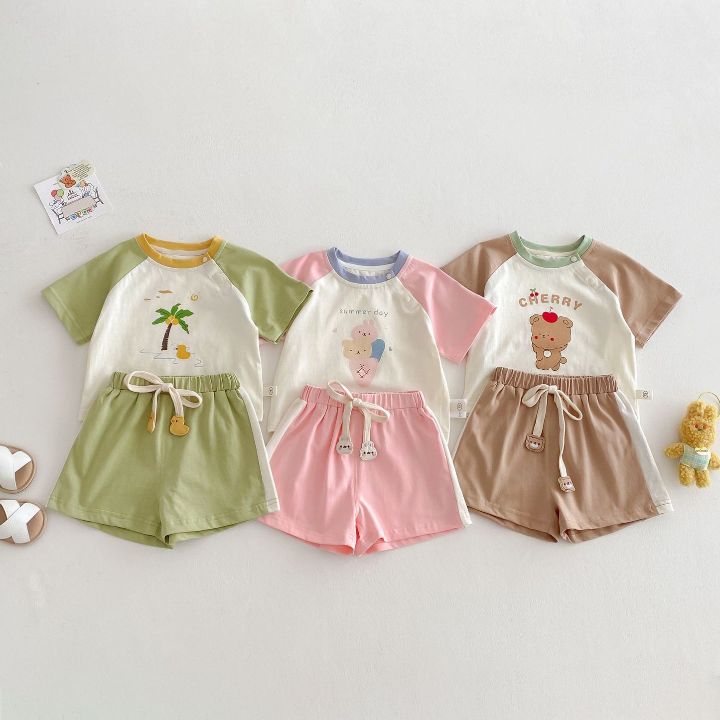 【BABY&KID】夏新作 カラーバリカートゥーンセットアップSK061807