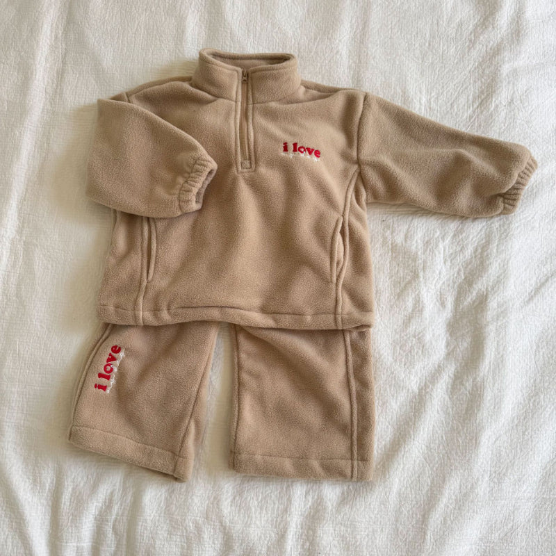 【BABY&KID】冬新作 ハイネック英字ロゴフリースセットアップSK102033