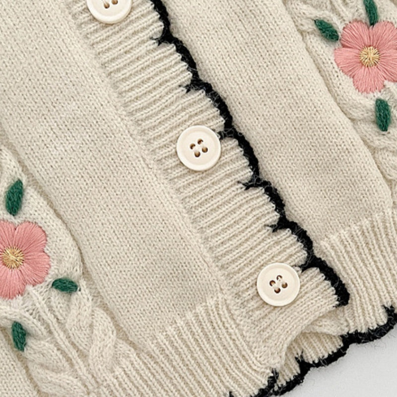 【BABY&KID】花刺繍ニットカーディガンSK101821
