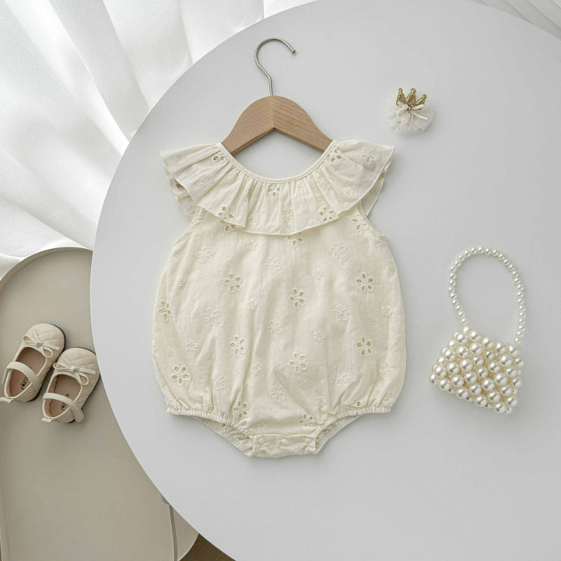 【BABY】夏新作 花刺繍ロンパースSK082509