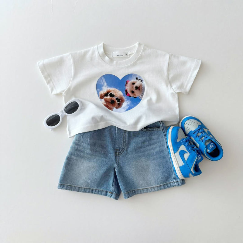 【BABY&KID】夏新作 ハートアニマル柄TシャツSK090804