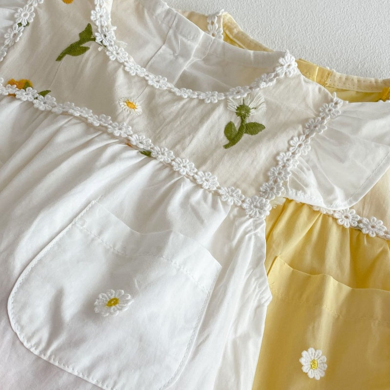 【BABY】夏新作 小花刺繍襟ロンパースSK071907