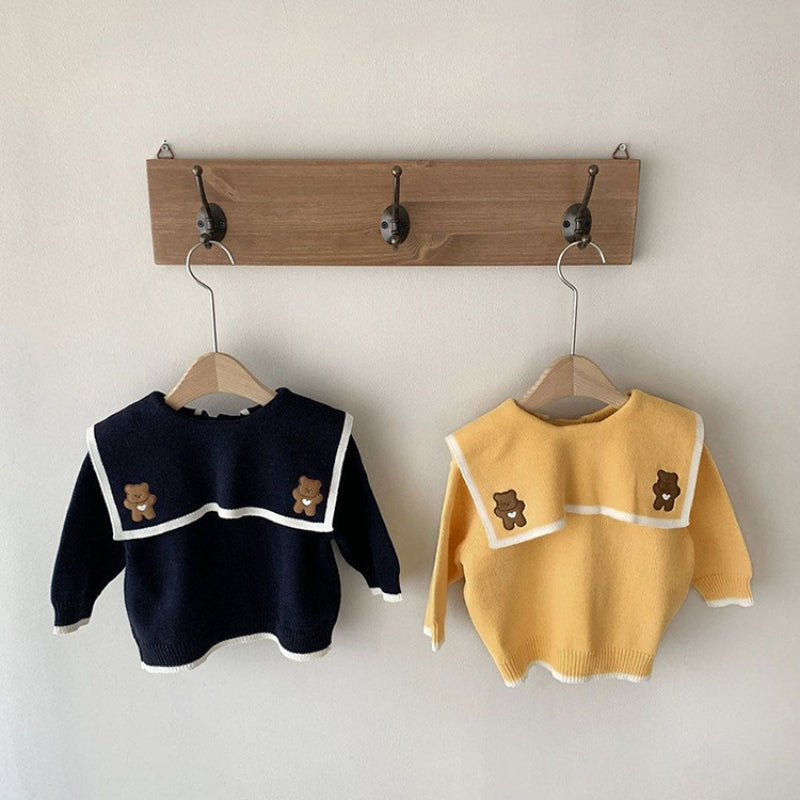 【BABY】くま刺繍ビッグカラーニットカーディガンSK101536