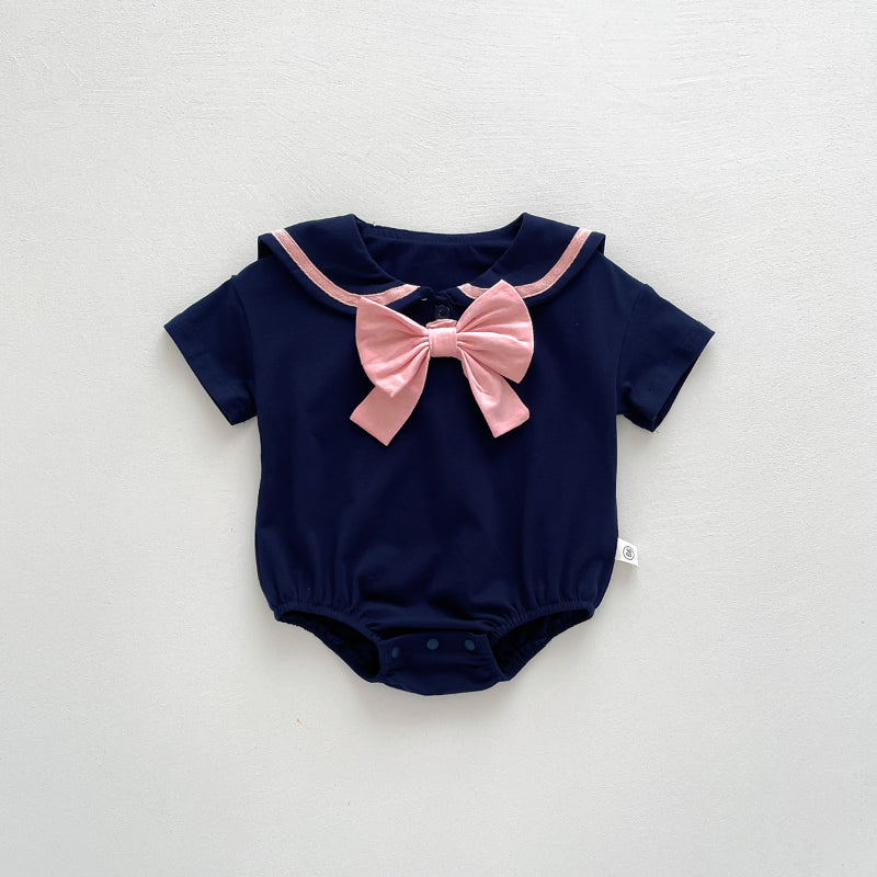 【BABY】夏新作 蝶結び付きポロシャツロンパースSK091321