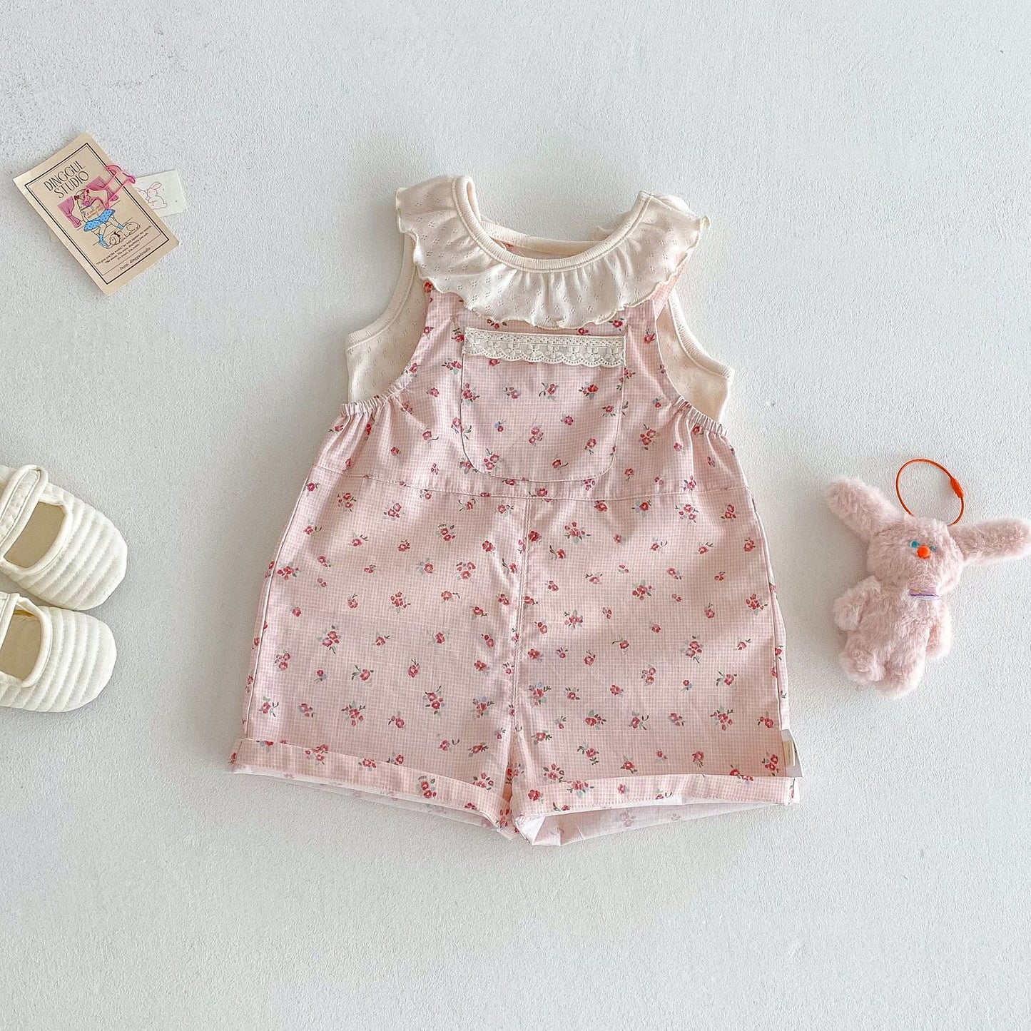 【BABY&KID】夏新作 丸襟Tシャツ、花柄オーバーオールSKO71212