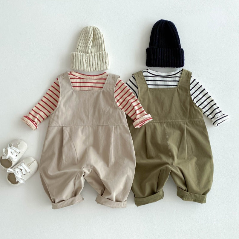 【BABY】スリー熊さんカジュアルサロペット、ベーシックボーダーTシャツSK032213