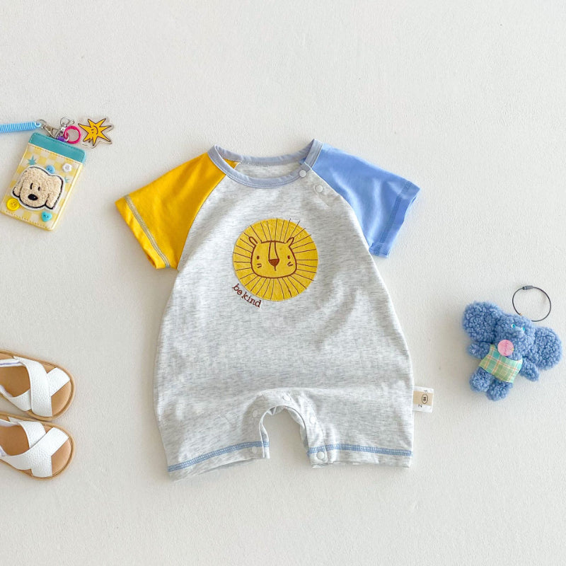 【BABY】夏新作 おしゃれなコントラストカラーロンパースSK070101