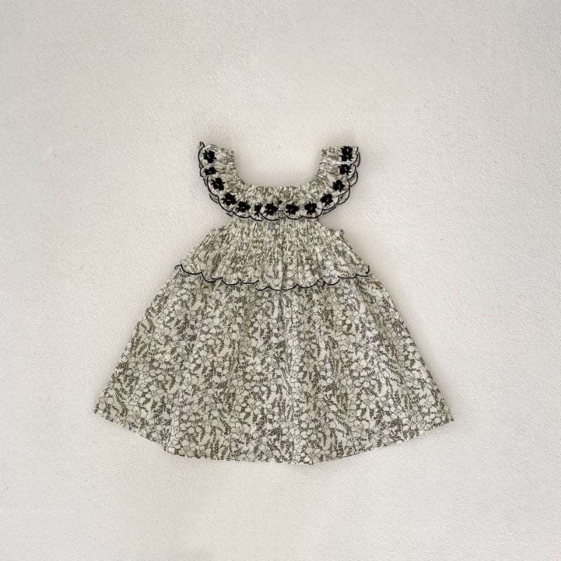 【BABY&KID】夏新作 フローラル刺繍ノースリーブワンピースSK090322