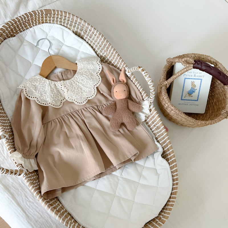 【BABY&KID】花刺繡襟ナチュラルワンピースSK050803