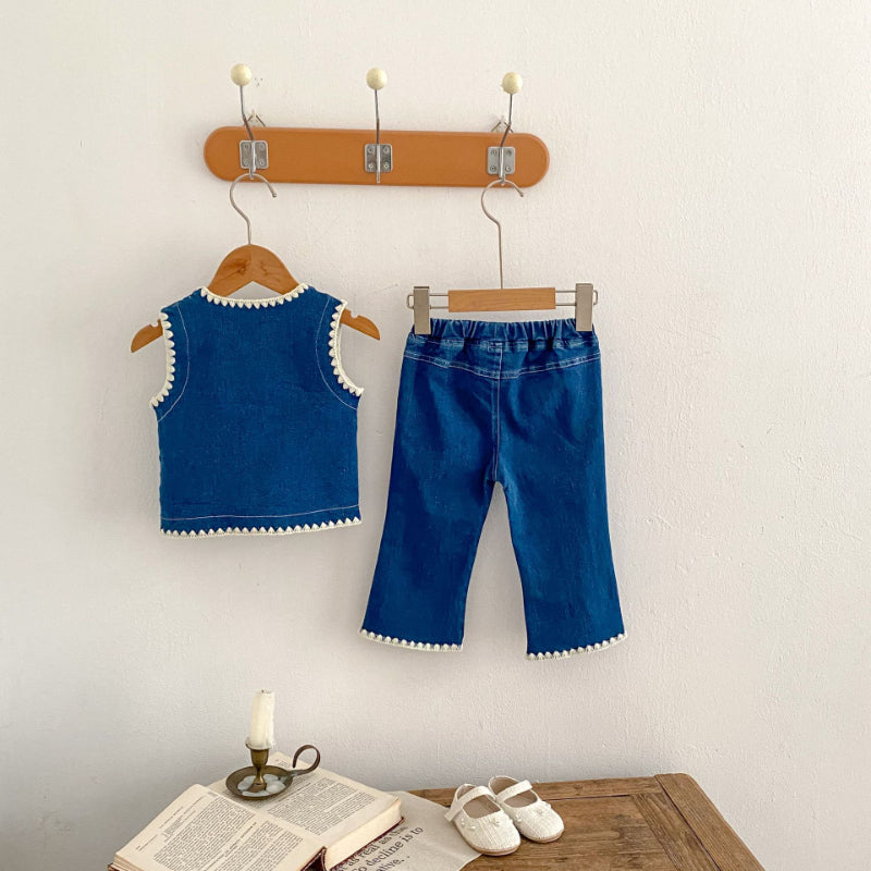 【BABY&KID】デニムベスト、ストレートデニムパンツSK100635