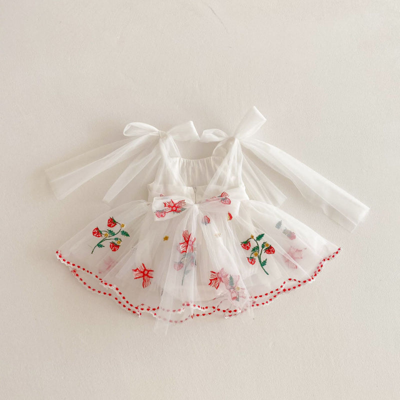 【BABY】夏新作 いちご刺繍リボンロンパースワンピSK081707