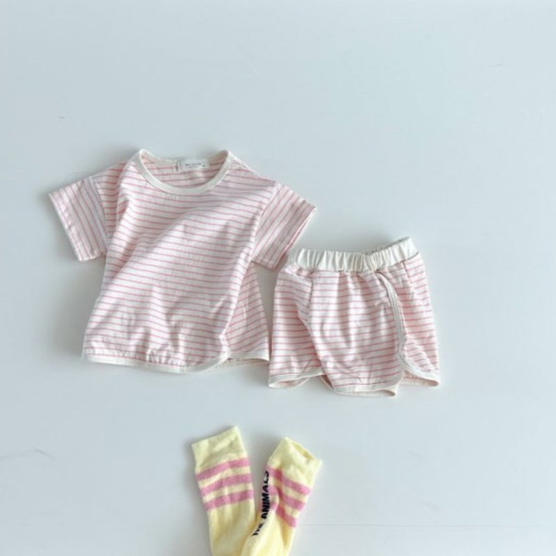 【BABY】夏新作 カジュアルボーダーセットアップSK080202