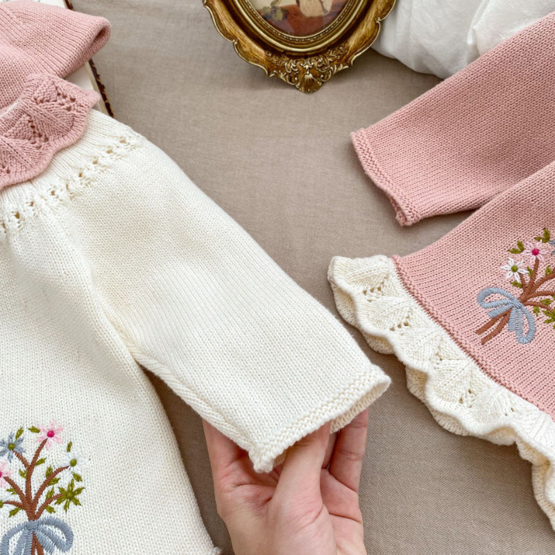 【BABY&KID】レトロ刺繍ニットカーディガンSK092911