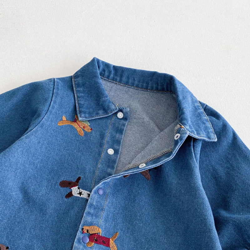 【BABY】アニマル刺繍デニムカバーオールSK100316