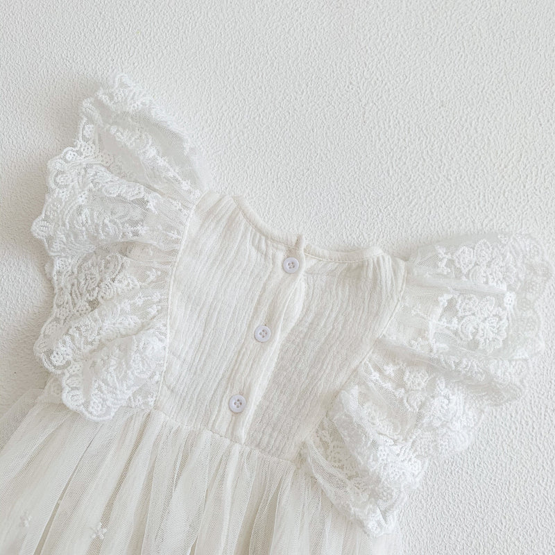 【BABY】夏新作 レース刺繍ロンパースワンピSK081703