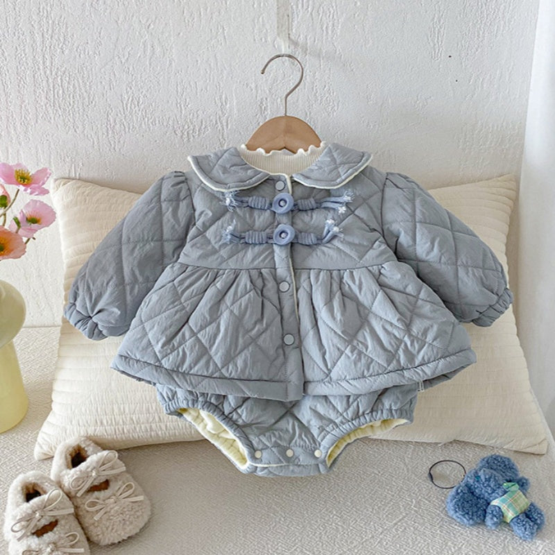 【BABY】冬新作 リボン裏起毛キャミロンパース、アウターSK102126