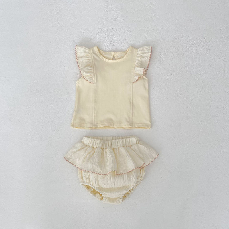 【BABY】夏新作 無地フリルセットアップSK092613