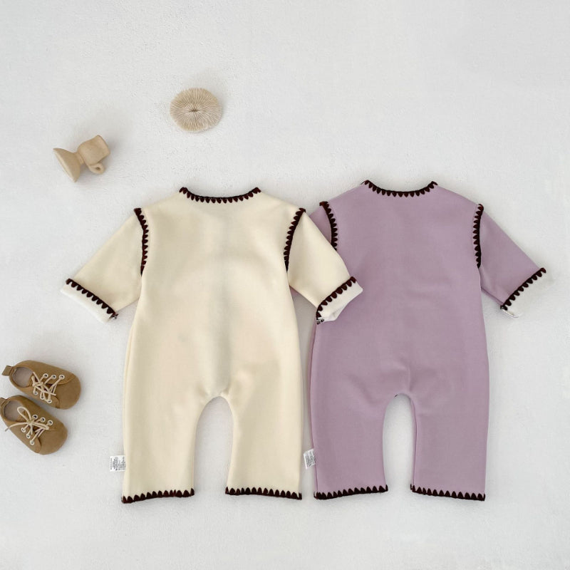 【BABY】冬新作スカラップ裏起毛カバーオールSK102508