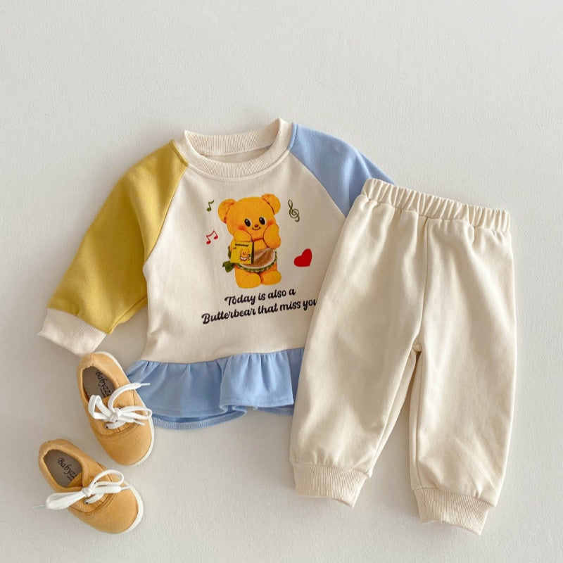 【BABY&KID】可愛いベア&英字ロゴ暖かいセットアップSK032801