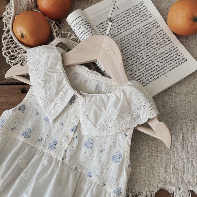 【BABY】夏新作 花柄刺繍フラワーロンパースSK081704