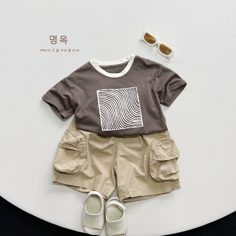 【BABY&KID】夏新作 コットンプリント半袖TシャツSK080808