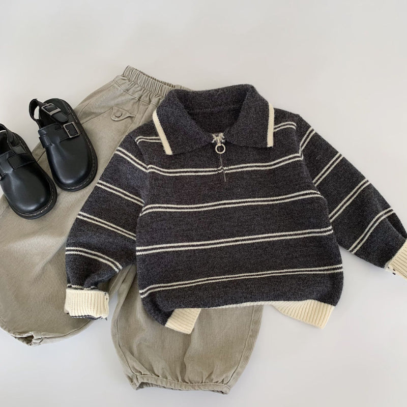 【BABY&KID】ストライプジップニットセーターSK100531
