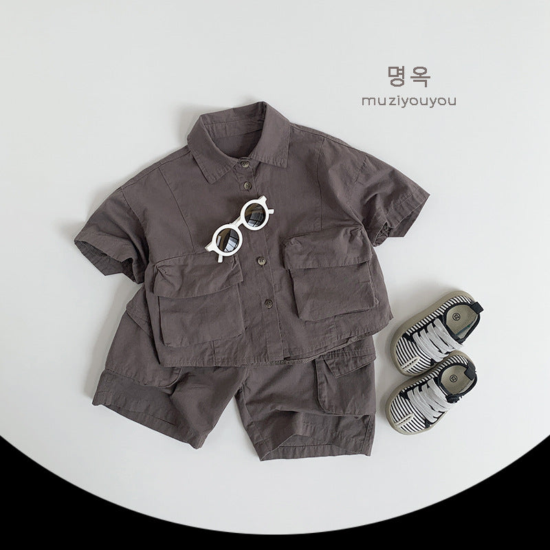 【BABY&KID】夏新作 ポケット付き半袖シャツSK080802