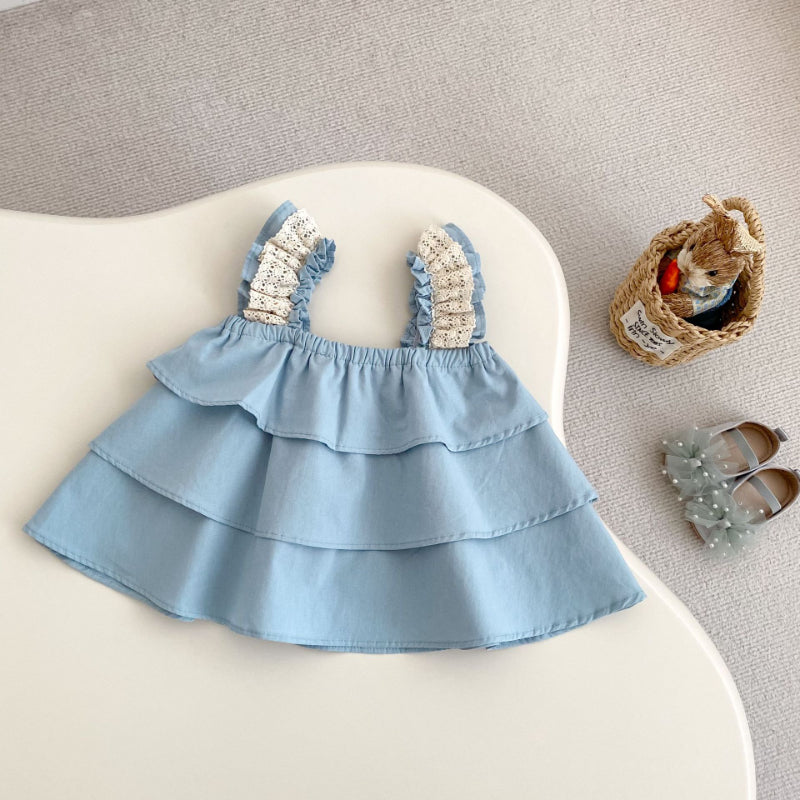 【BABY&KID】夏新作 無地レースキャミセットアップSK071925