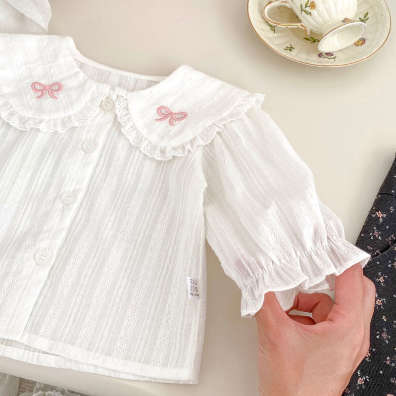 【BABY】リボンサロペット、リボン刺繍襟ブラウスSK100834